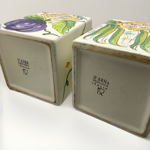 Vintage Italian Ceramic Canisters D'Arna Perugia With Cork Lids Set Of 4 - Picture 13 of 15